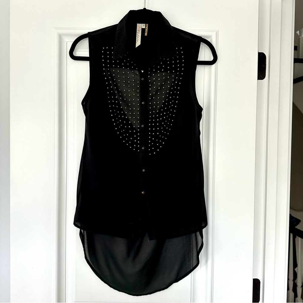 Andree Black Sleeveless Blouse, Size Small